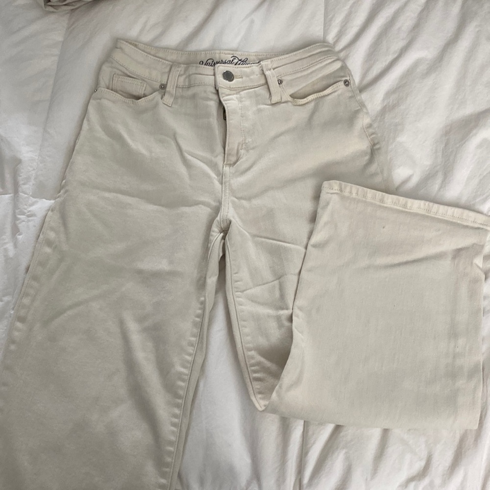 Cream Wide-Leg Jeans